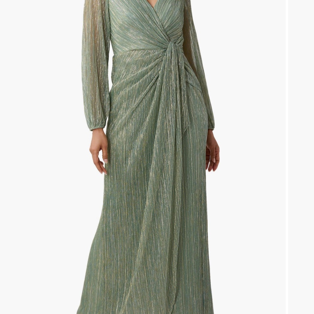 Adrianna Papell Long Sleeve Dress Gown Sage Mother Bride Groom in Size 10
